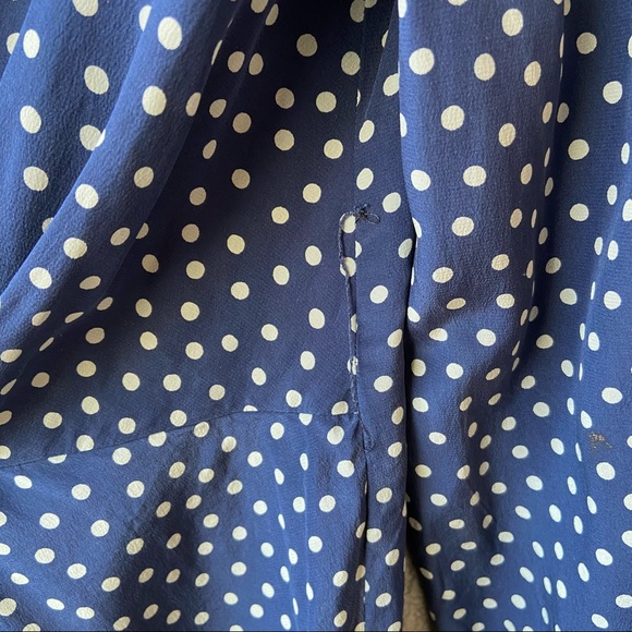 Vintage 80’s Silk Polka Dot Dress | Navy Blue and White | Vintage Size 12 - Picture 5 of 9